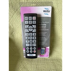 Welby Lifestyle Big Button TV Television Universal Remote Control - New